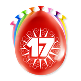 Ballonnen 17 Jaar Meerkleurig 8st